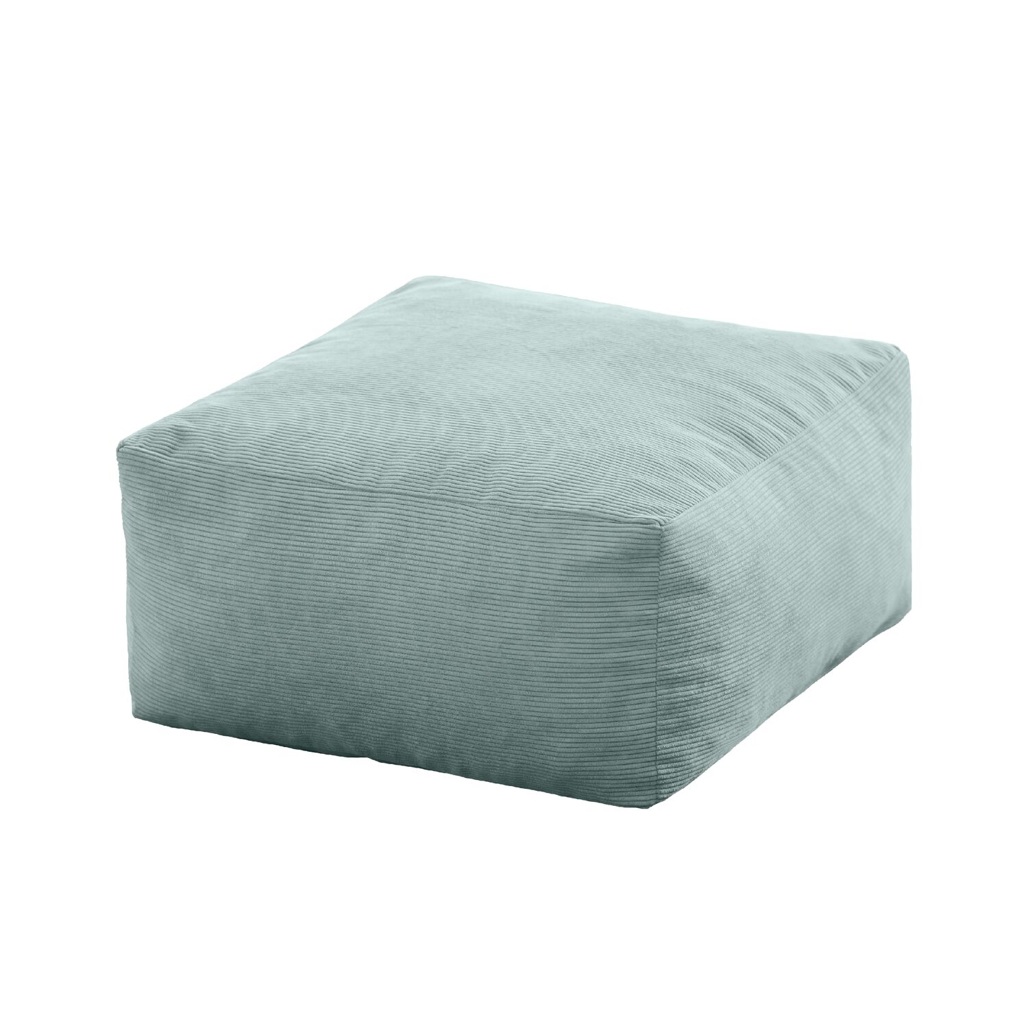 Pouf carré 50x50cm en velours côtelé turquoise Désert