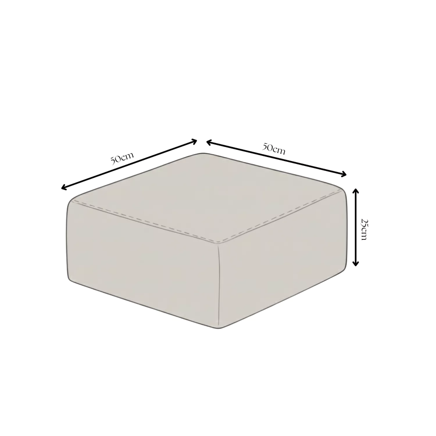 Pouf carrée velours écru 50x50 cm PALAU