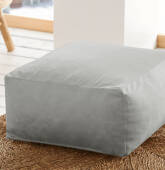 Pouf carré en velours gris...