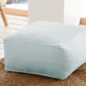 Pouf carré 50x50cm velours bleu glacier Palau