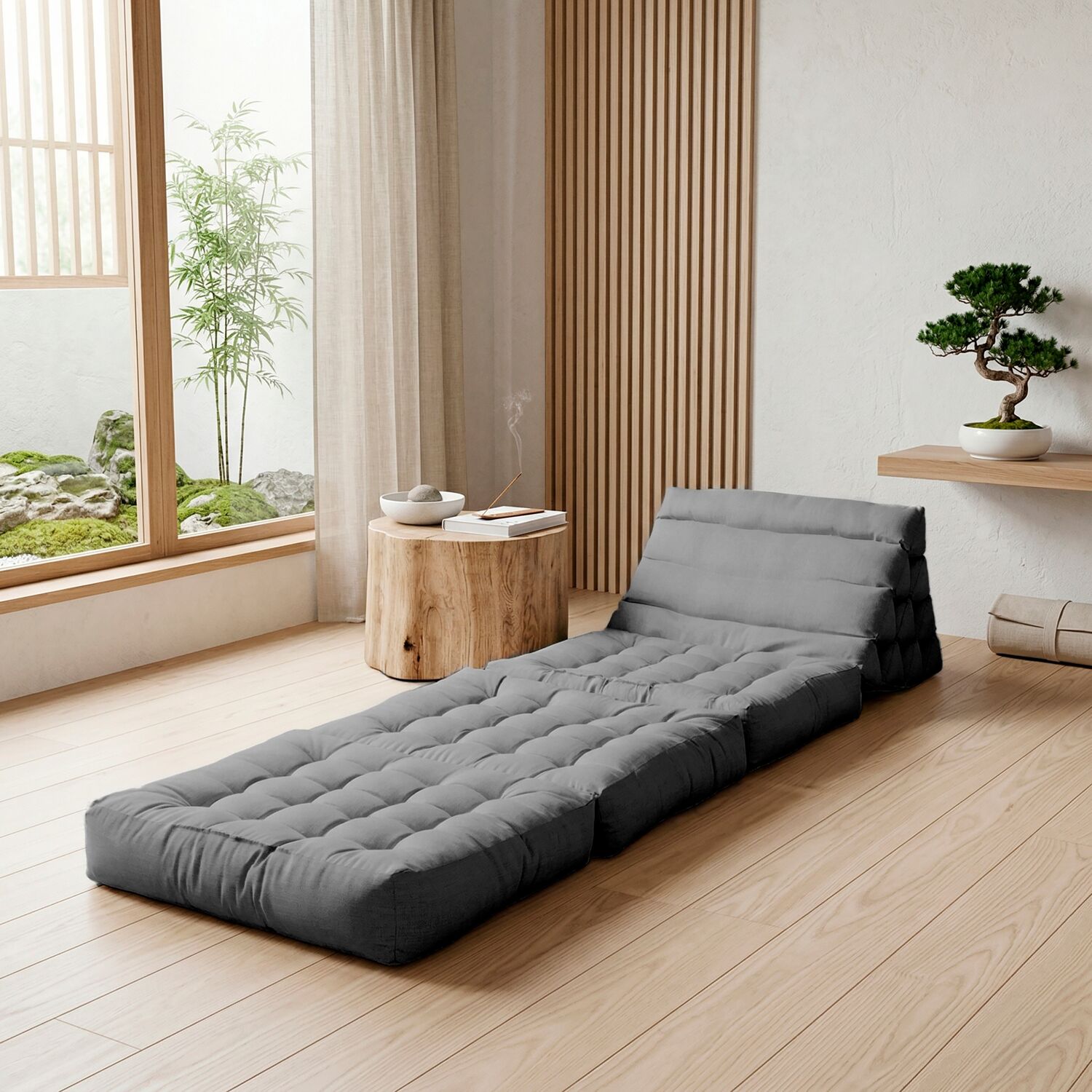 Matelas de sol modulaire 1 place en polyuréthane gris foncé