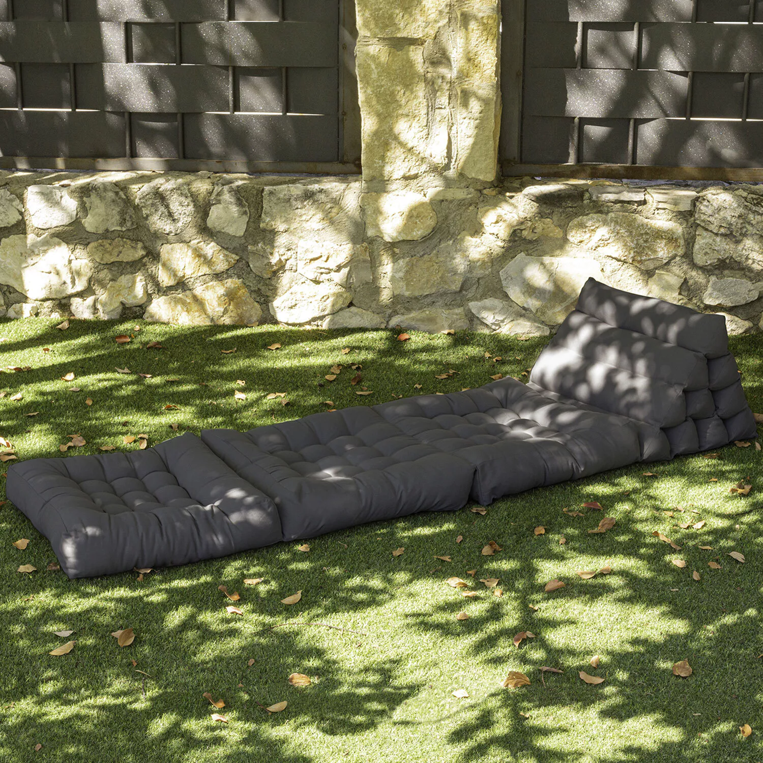 Matelas de sol modulaire 1 place en polyuréthane gris foncé