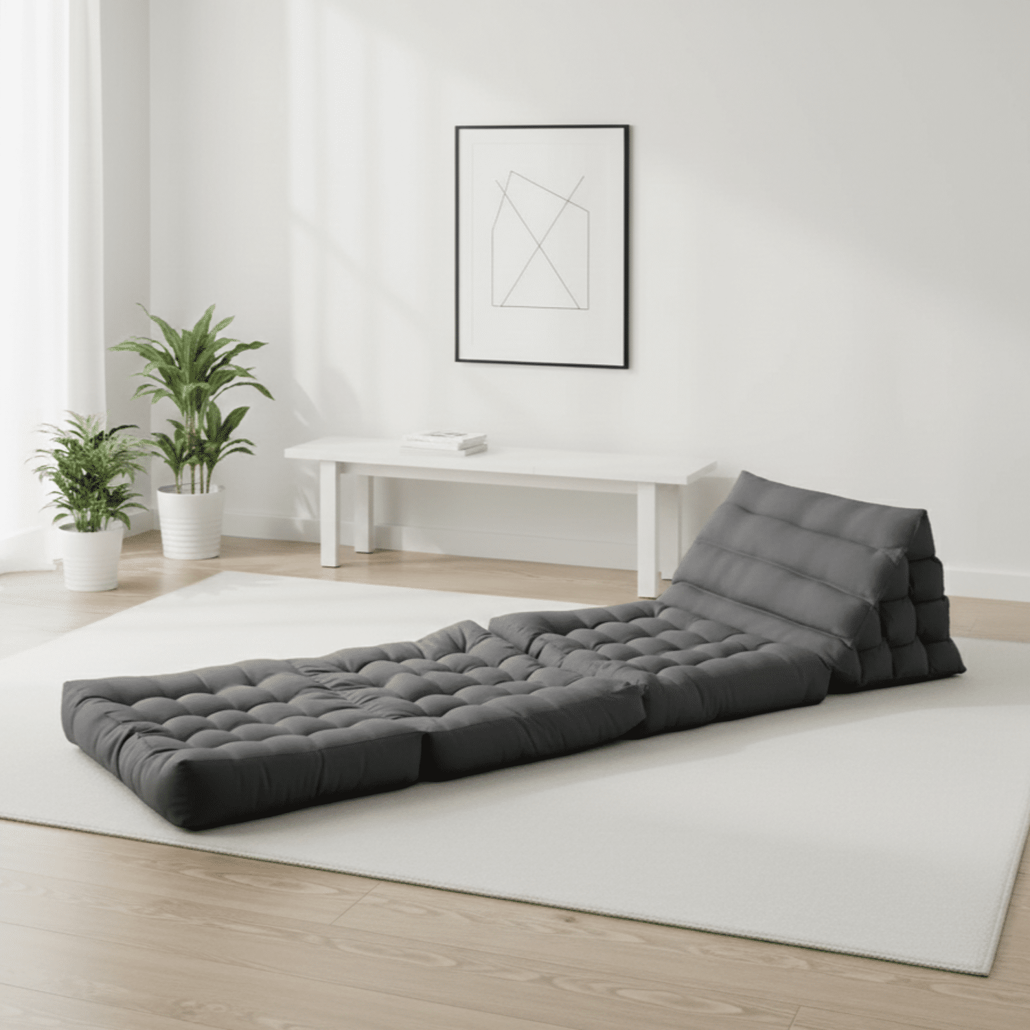 Matelas de sol modulaire 1 place en polyuréthane gris foncé