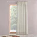 Rideau à galon fronceur Voilage Effet Lin Beige 140x280cm FUJORA