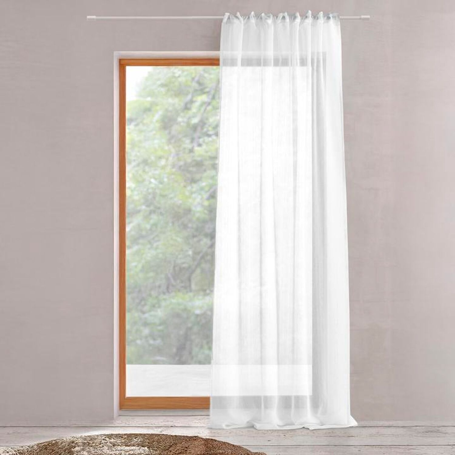 Rideau à galon fronceur Voilage Blanc 140x280cm ETNARA