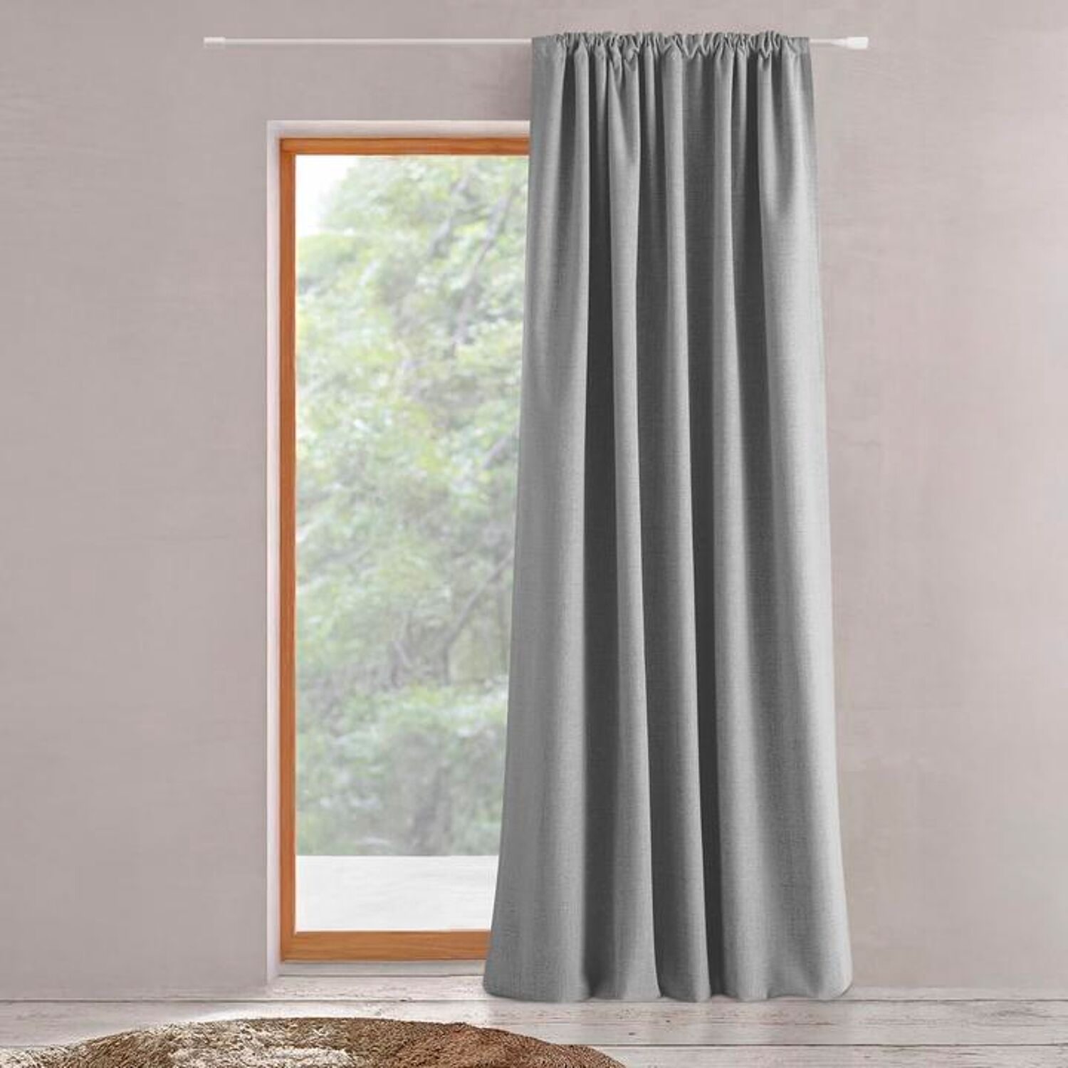 Rideau à galon fronceur Gris Acier 140x280cm TEIDOR