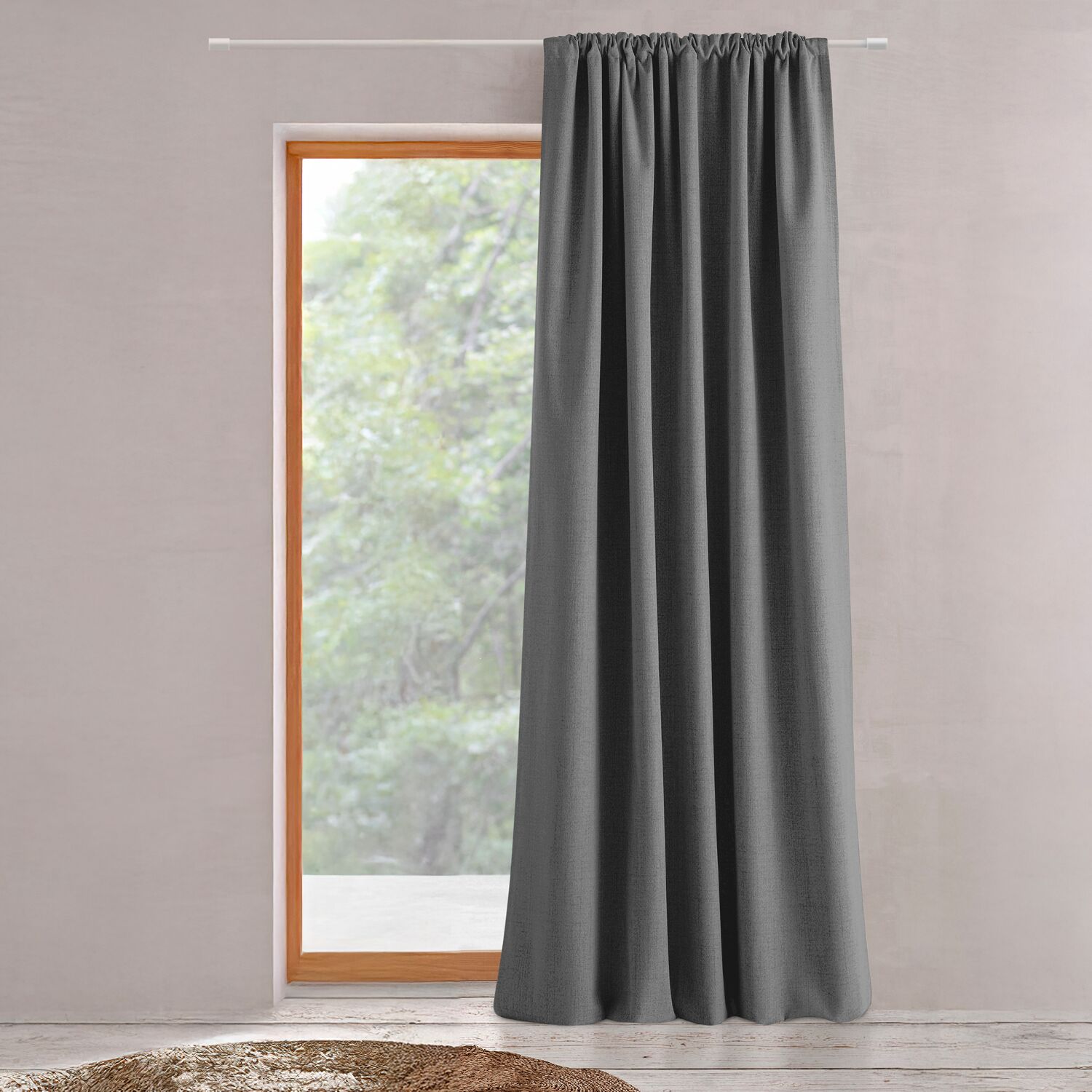 Rideau plissé en polyester gris 140 x 280 cm TEIDOR