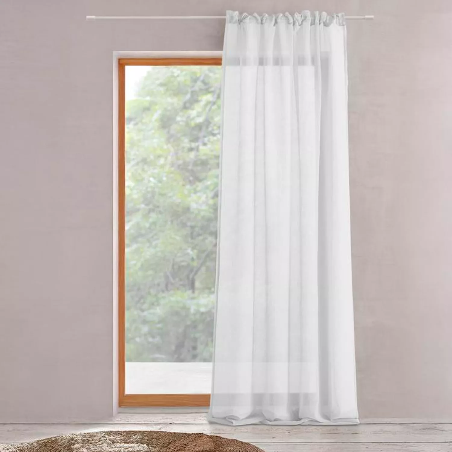 Rideau à galon fronceur Voilage Blanc 140x280cm VESKARA