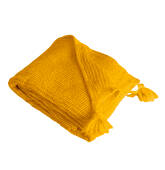 Couverture plaid jaune en...