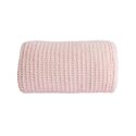 Couverture plaid 100% coton rose pâle avec pompons 130x170cm ARNISKA