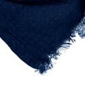 Couverture plaid 100% coton bleu marine avec franges 130x170cm BITALD