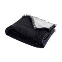 Couverture plaid BITALD en coton 100 % - Noir avec franges - 130x170 cm