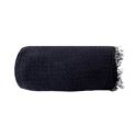 Couverture plaid BITALD en coton 100 % - Noir avec franges - 130x170 cm