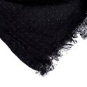 Couverture plaid BITALD en coton 100 % - Noir avec franges - 130x170 cm