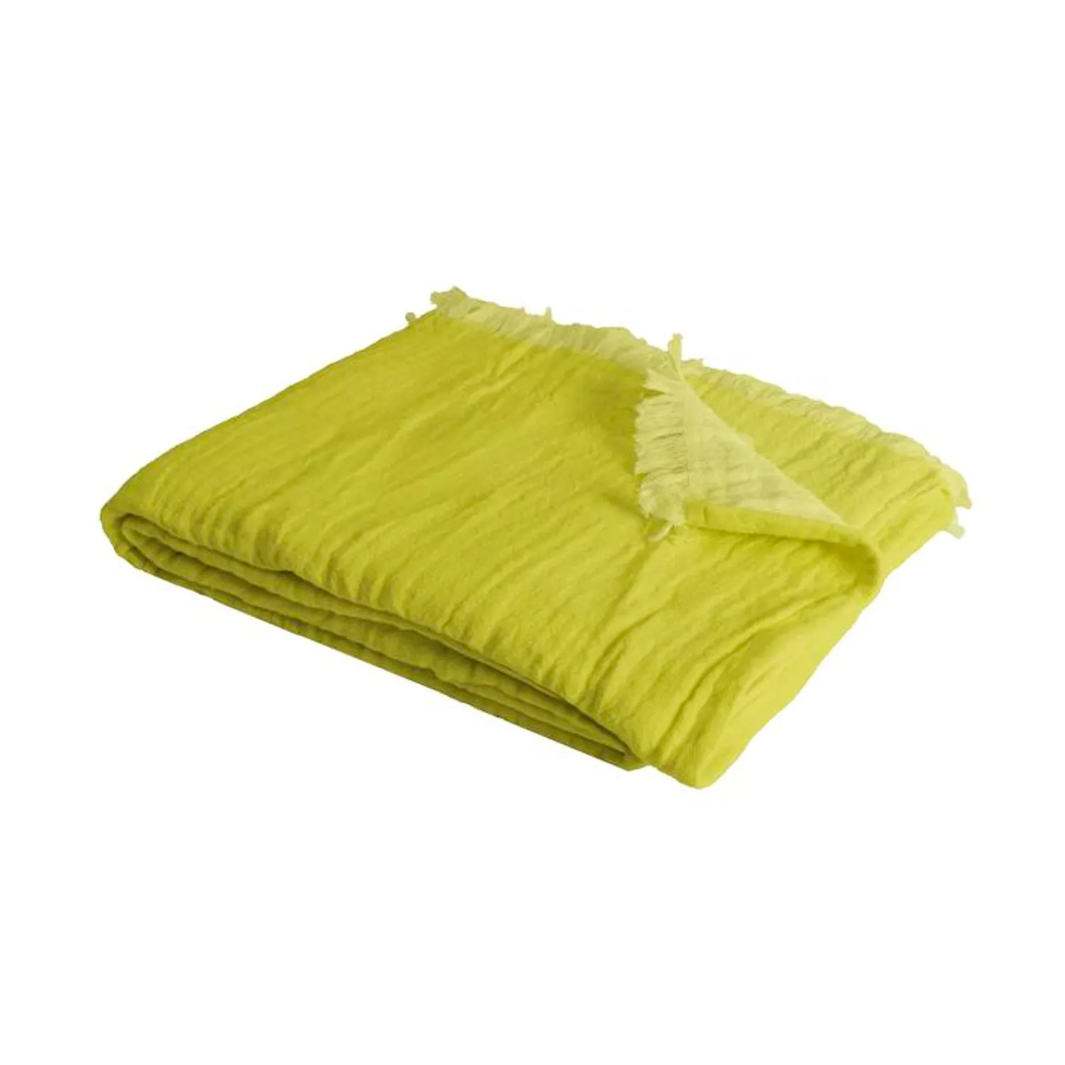 Geruite deken 100% katoen limegroen met franjes 130x170cm BITALD