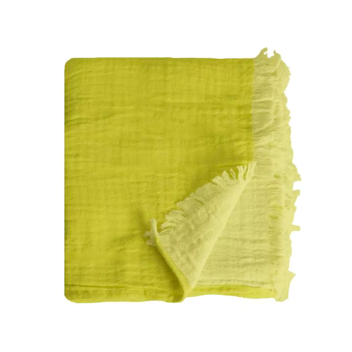 Geruite deken 100% katoen limegroen met franjes 130x170cm BITALD
