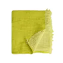 Geruite deken 100% katoen limegroen met franjes 130x170cm BITALD