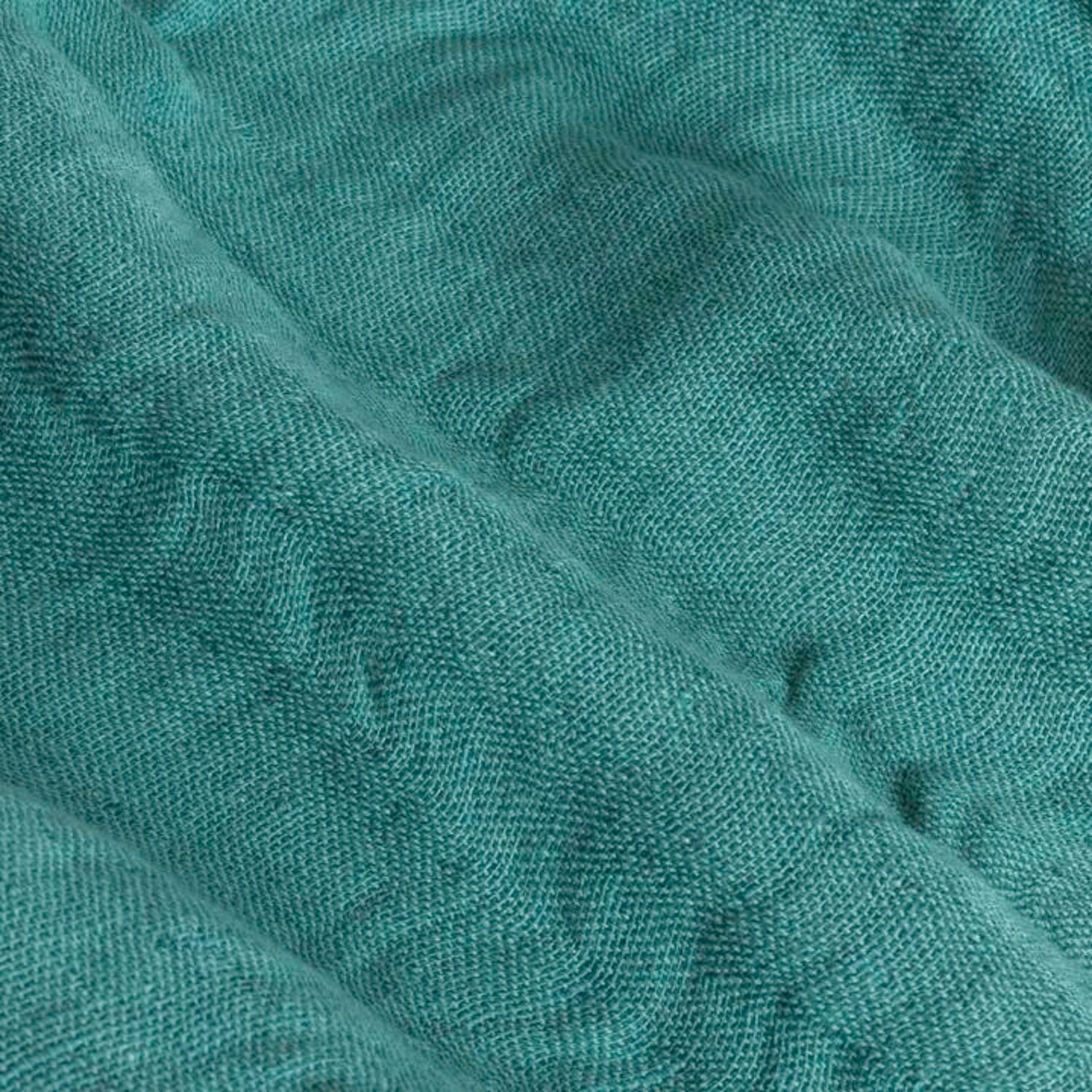 Plaid-Decke aus 100% Baumwolle türkisblau mit Fransen 130x170cm BITALD