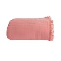 Plaid-Decke aus 100% Baumwolle lachsrosa mit Fransen 180x220cm BITALD