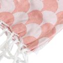 Couverture plaid DROPALL en coton 100% - Rose saumon et blanc avec franges