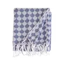 Couverture plaid DROPALL 100% coton bleu marine et blanc 130x170 cm