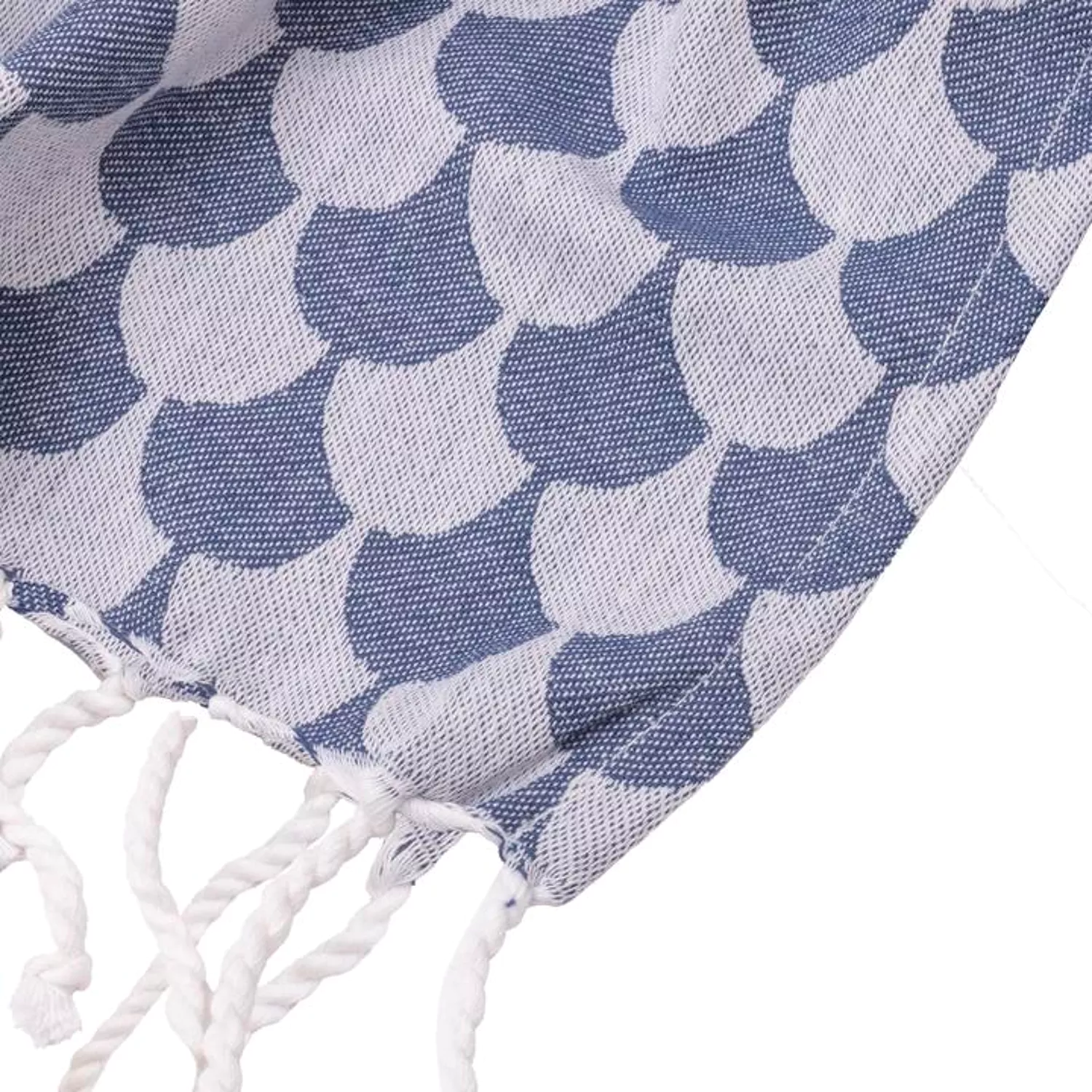 Couverture plaid DROPALL 100% coton bleu marine et blanc 130x170 cm