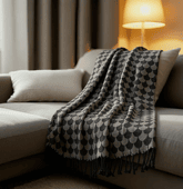Plaid en coton Noir et gris...