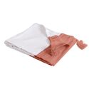 100% cotone rosa salmone plaid con pompons 130x170cm SLAVANN