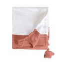 100% cotone rosa salmone plaid con pompons 130x170cm SLAVANN