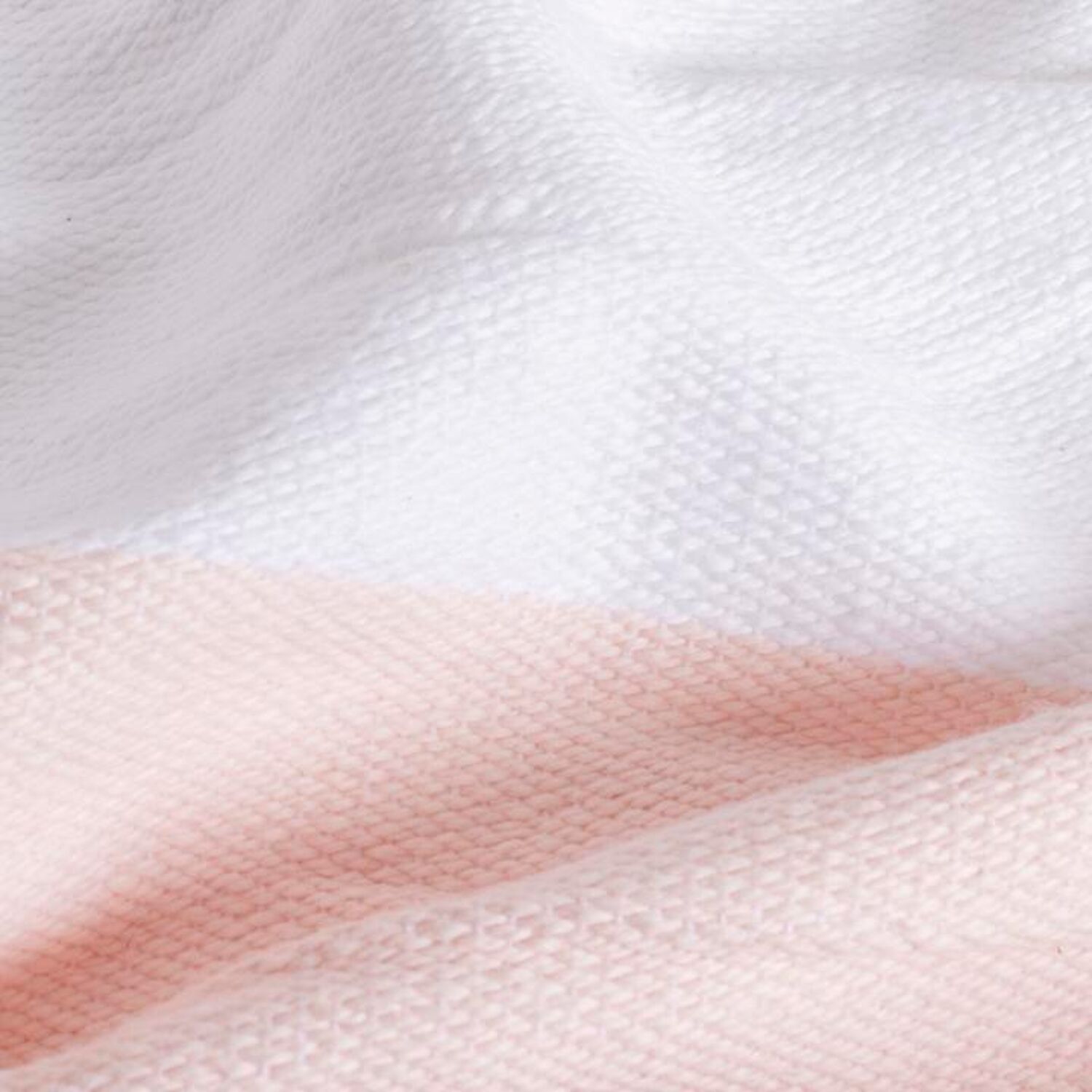 100% cotone rosa pallido coperta a quadri con pompon 130x170cm SLAVANN