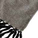 Cobertor de lã ZIGORA em algodão 100% - Preto com franjas 180x220 cm