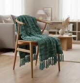 Couverture plaid bleu-vert...