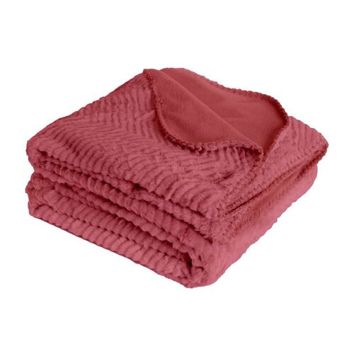 Himbeerrote Plaid-Decke...