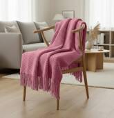 Couverture plaid rose...