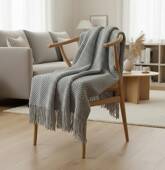 Couverture plaid gris clair...