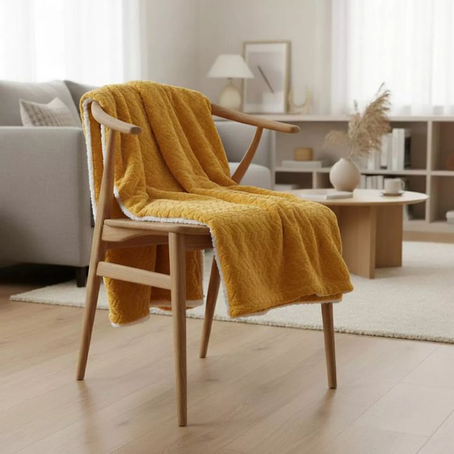 Coperta a quadri gialla 180x220cm SHERVALD