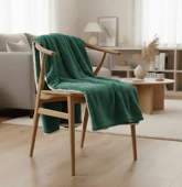 Couverture plaid vert foncé...