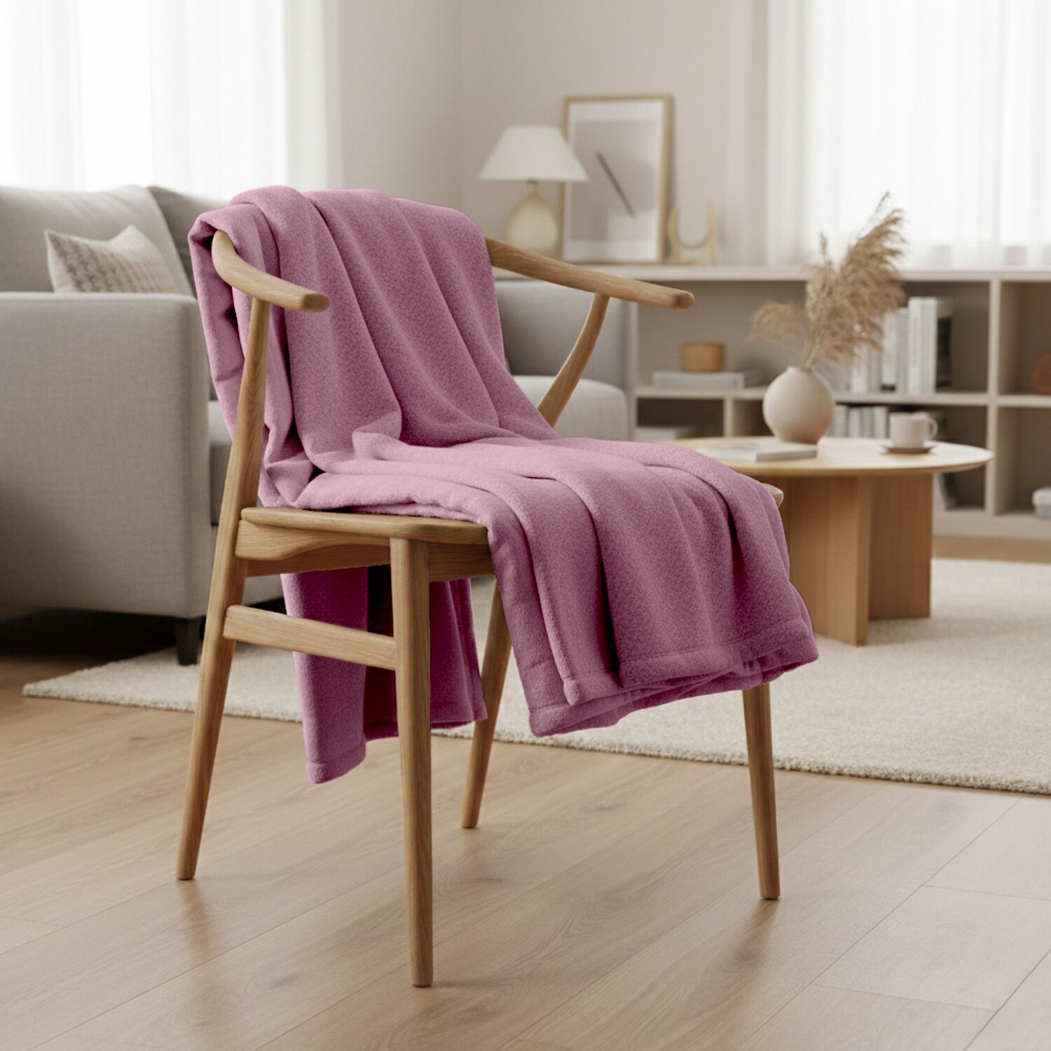 Couverture plaid rose 130x170cm PANORA