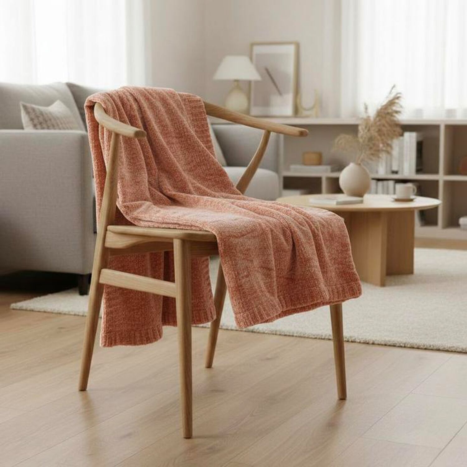 Plaid-Decke Lachsrosa 130x170cm SAVORA