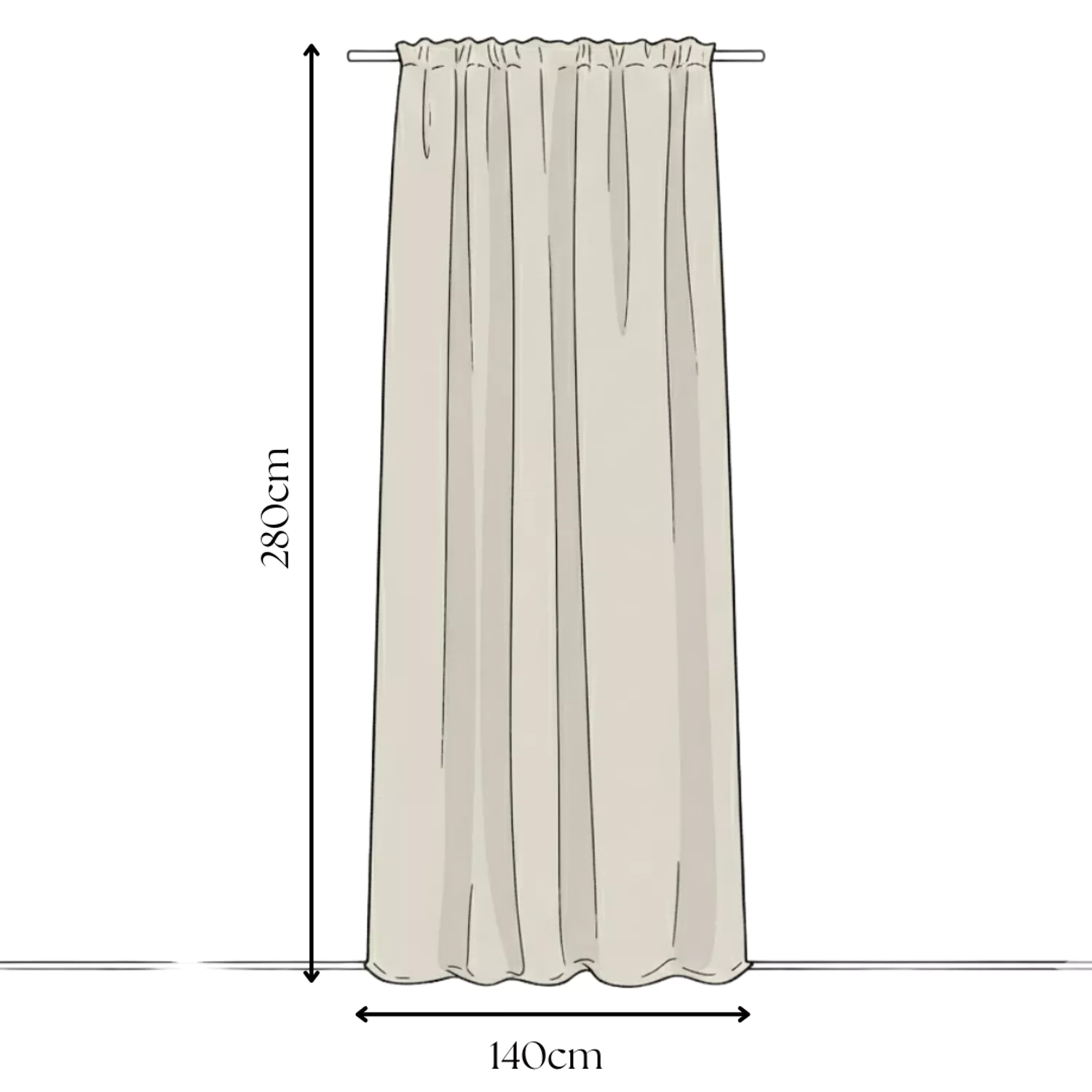 Rideau plissé en voile blanc semi-transparent ASOVA 140x280 cm