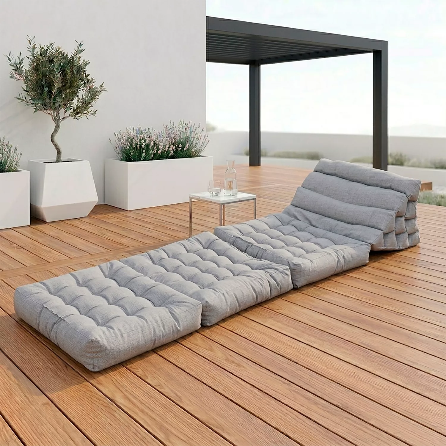 Matelas de sol modulaire gris clair en polyuréthane - 1 place