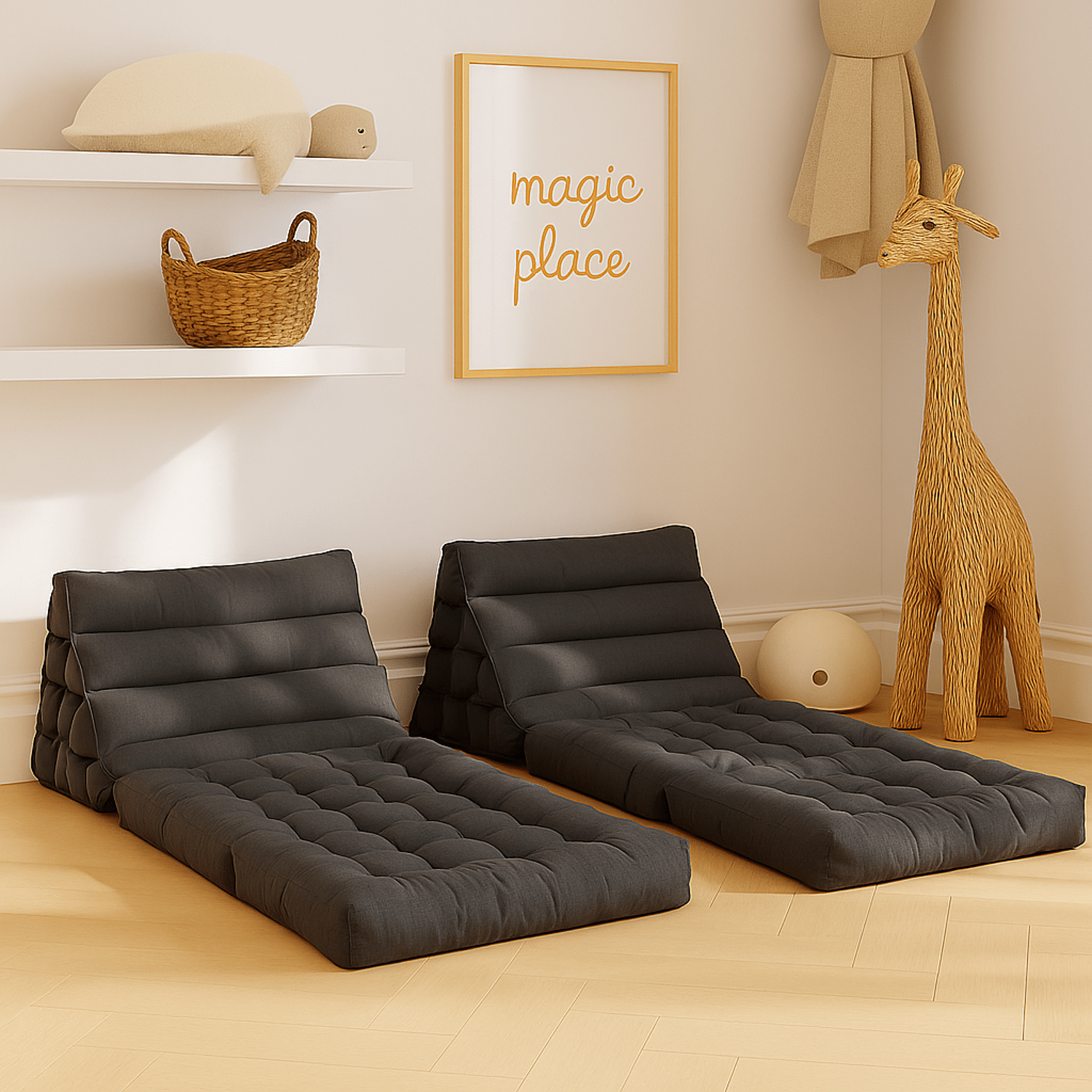 Lot de 2 matelas de sol modulaires gris foncé PYRAMIDE