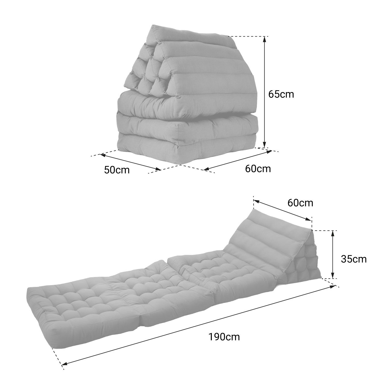 Lot de 2 matelas de sol modulaires gris foncé PYRAMIDE