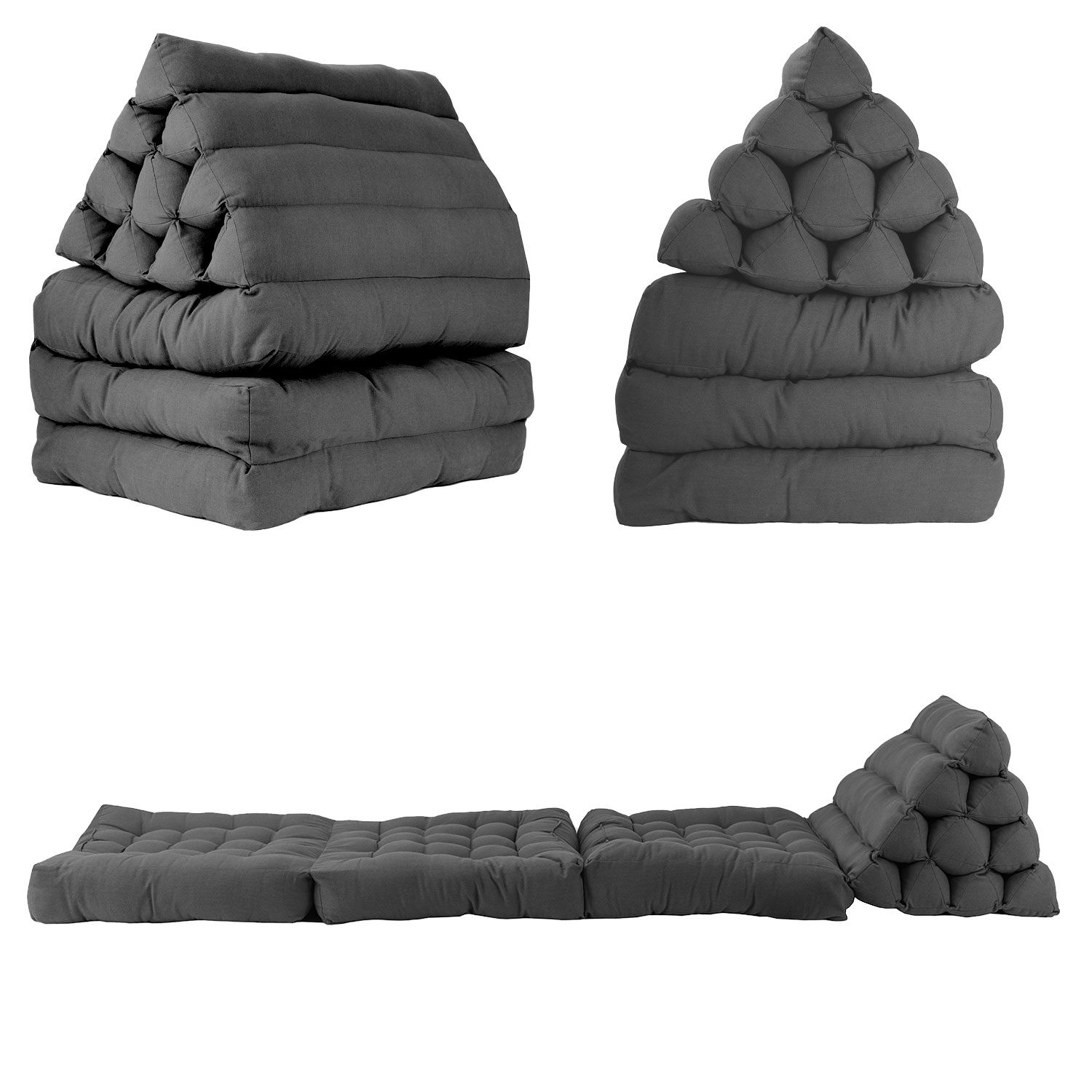 Lot de 2 matelas de sol modulaires gris foncé PYRAMIDE