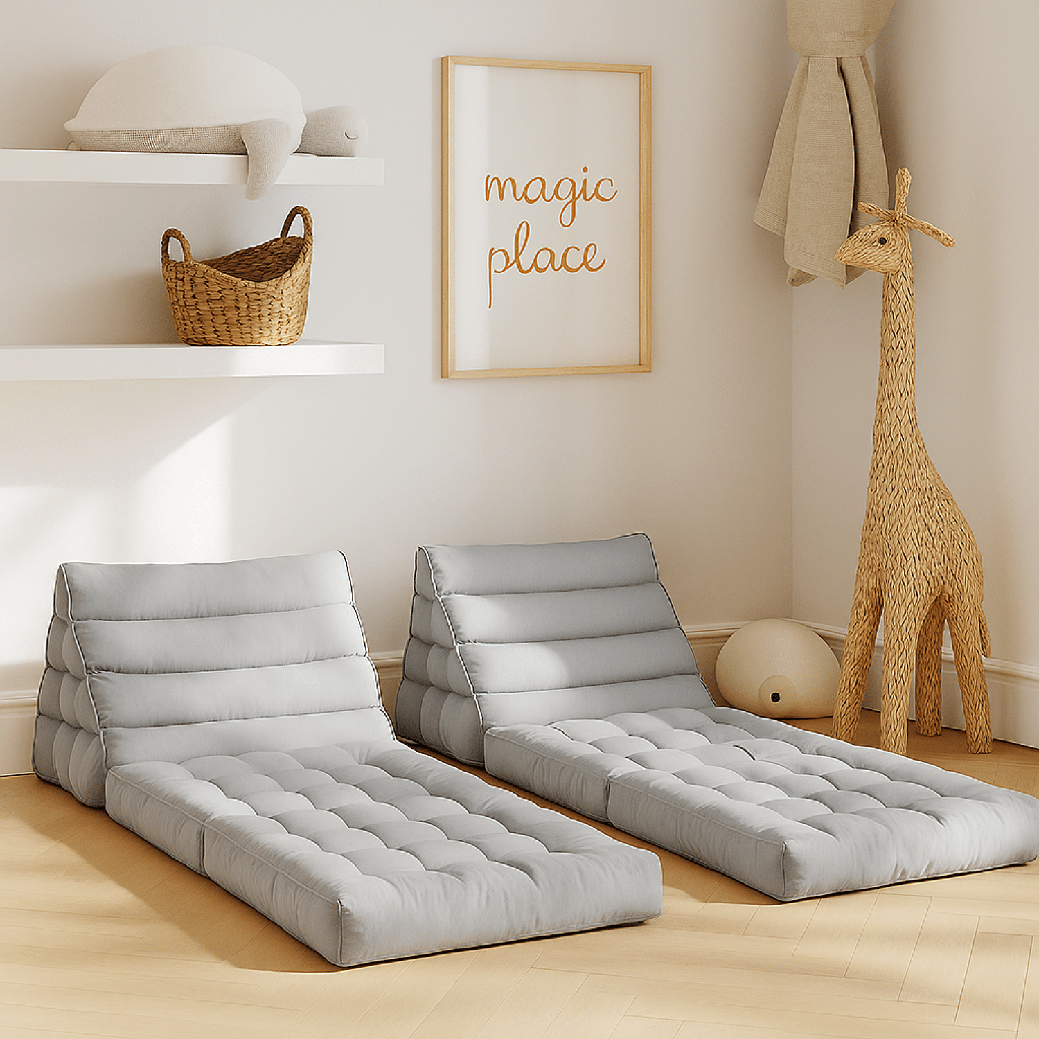 Lot de 2 matelas de sol modulaires gris clair PYRAMIDE