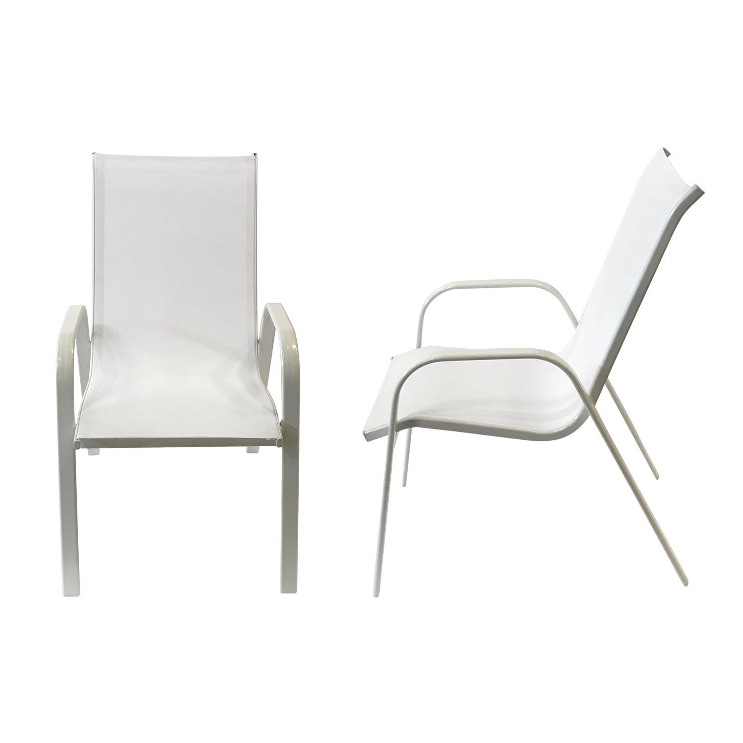 Lot de 8 chaises MARBELLA en textilène blanc - aluminium blanc
