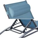 Lot de 2 transats GALAPAGOS en textilène bleu gris - aluminium gris anthracite