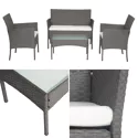 Tuinmeubelen CORDOUE van gevlochten kunststof grijs 4 zitplaatsen - ivoorkleurige kussens