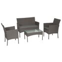 Salon de jardin CORDOUE en résine tressée gris 4 places - coussins gris