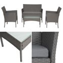 Salon de jardin CORDOUE en résine tressée gris 4 places - coussins gris